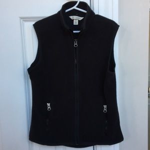 Lands’ End Black Zip Up Fleece Vest. Like New!